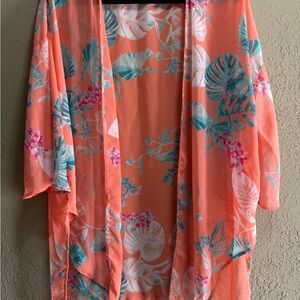 Peach Love California Coral Floral Cardigan